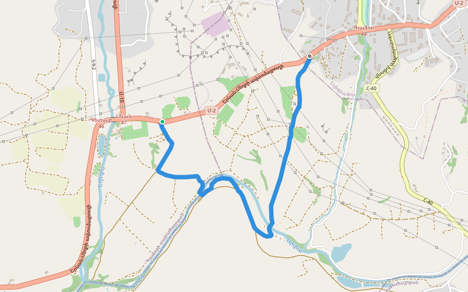 Dadal Bridge Trail walking route map in Yeghegnadzor