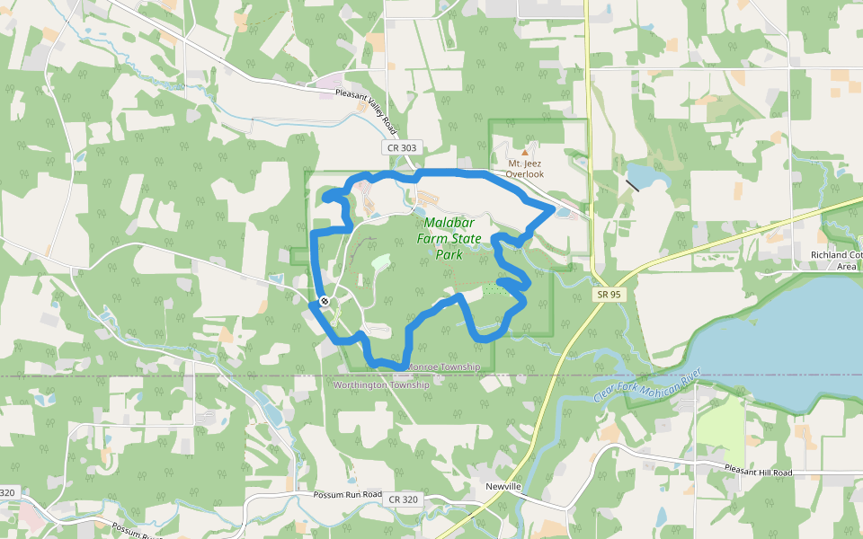 Pleasant Valley Bridal & Hiking Trail walking route map in Lucas