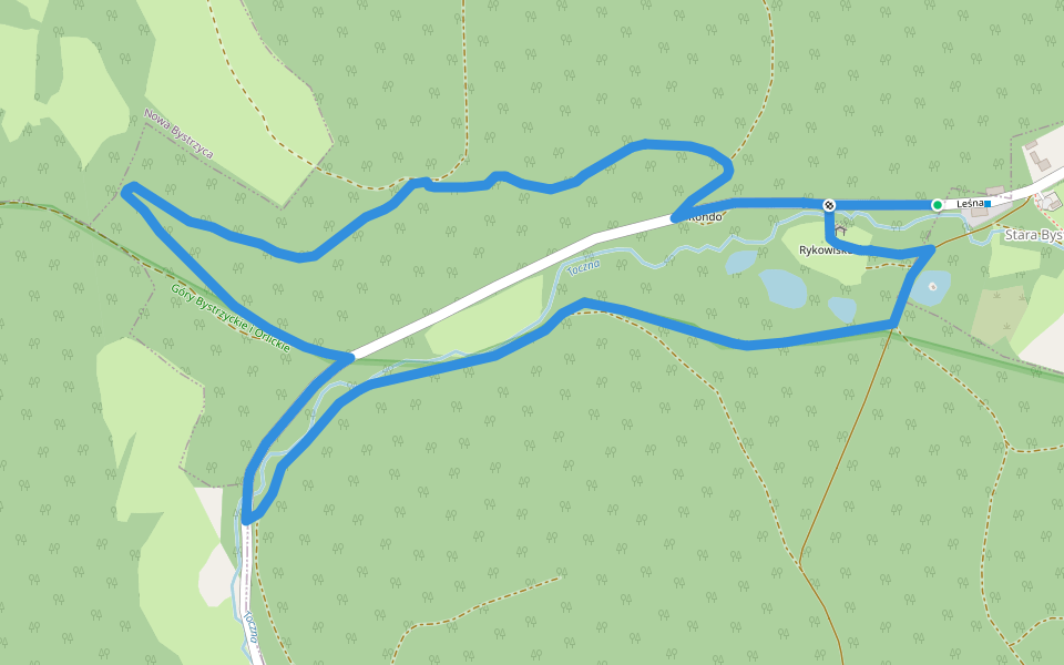 Dolina Tocznej walking route map in Stara Bystrzyca