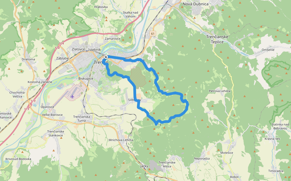 Janov chodník (dlhá rodinná trasa) walking route map in Trenčín