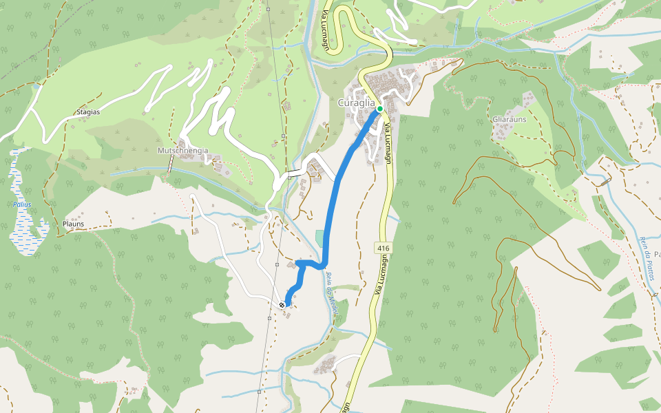 Curaglia - Pali walking route map in Medel