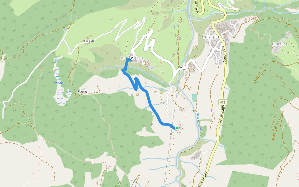 Pali - Mutschnengia walking route map in Medel (Lucmagn)