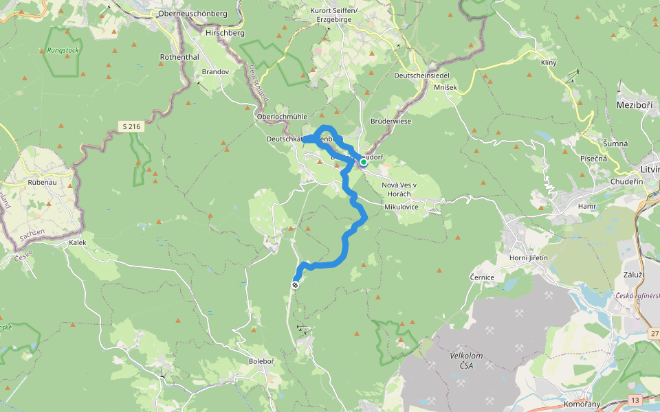 Zážitková NS „Dvě země – jeden region“ walking route map in Deutschneudorf