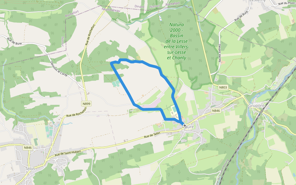 TL02 Promenade des chapelles walking route map in Tellin