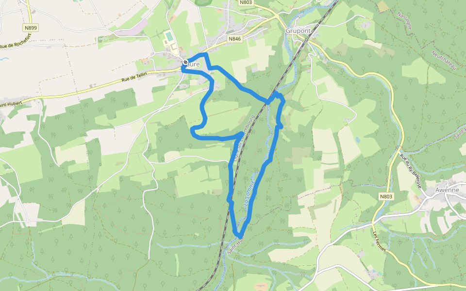 TL06 Promenade du Pont de Clôyes walking route map in Tellin