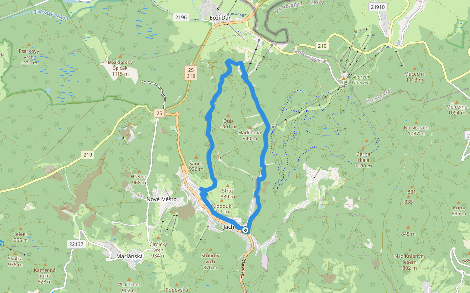 [Z] NS hornická Dr. Jana Hlouška walking route map in Jáchymov