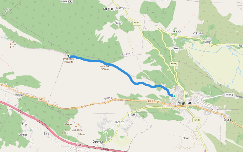 Vrgorac-Matokit walking route map in Vrgorac
