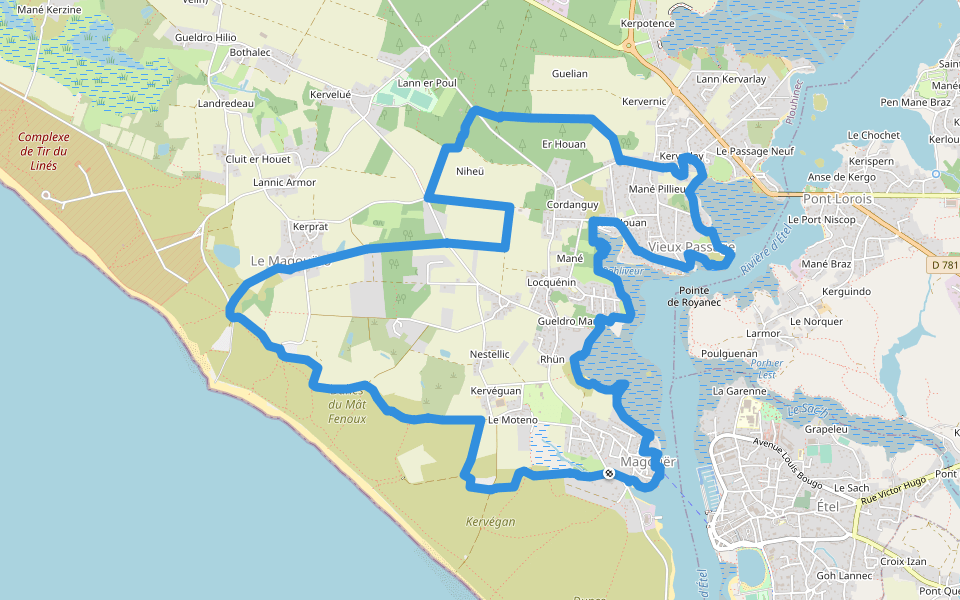 Vers la Ria d'Étel walking route map in Plouhinec