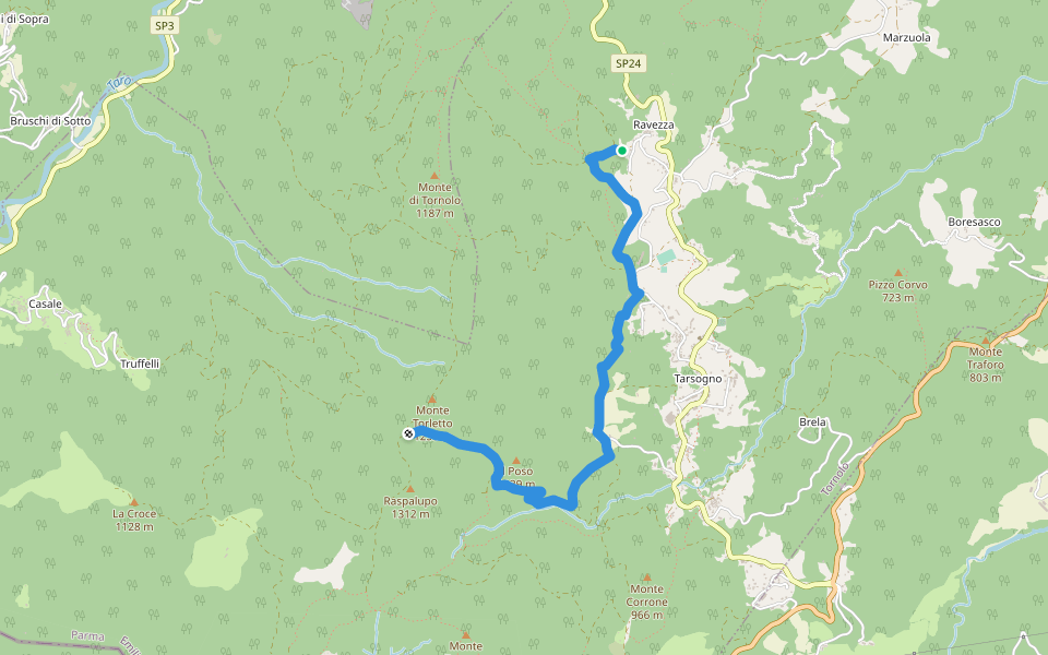 Ravezza - Percorso 855A walking route map in Tarsogno