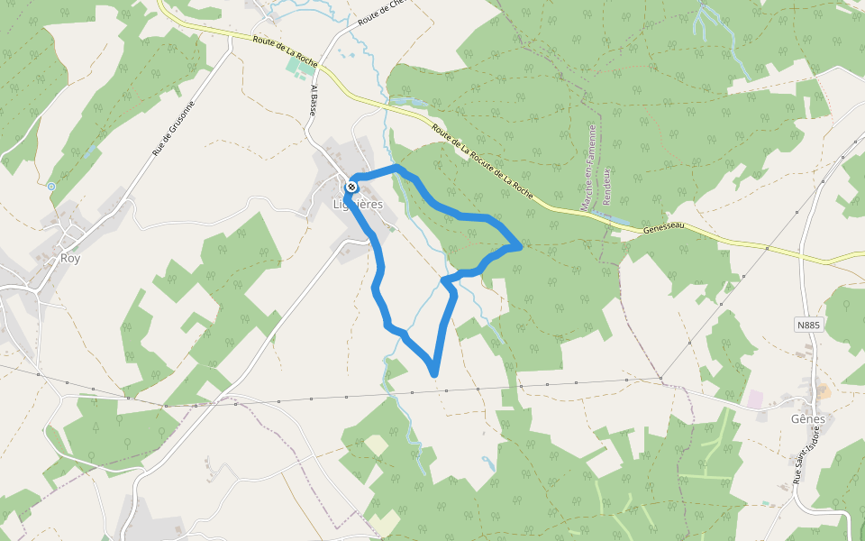 11. Promenade Linaigrette - variante walking route map in Marche-en-Famenne