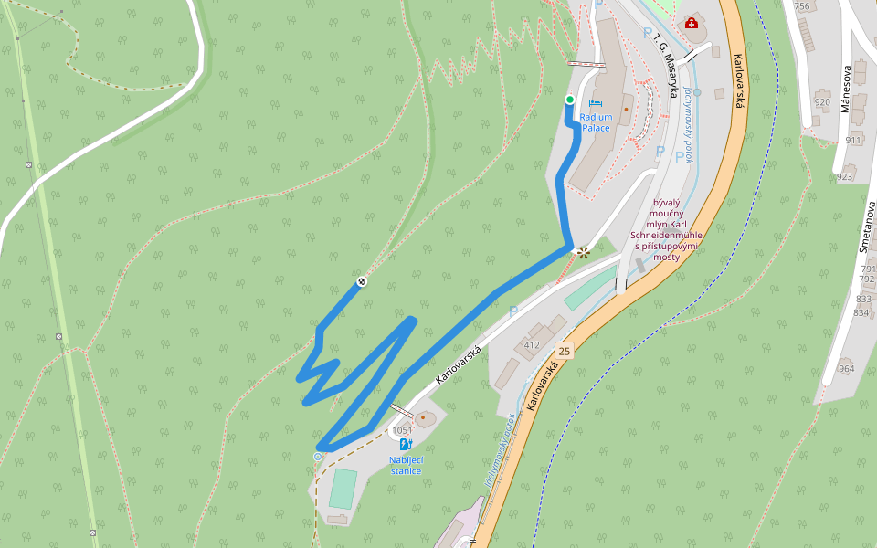 Marie Curie-Skłodowska walking route map in Jáchymov