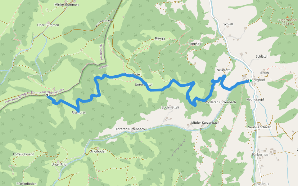 Schärligbad - Geissholle walking route map in Escholzmatt-Marbach