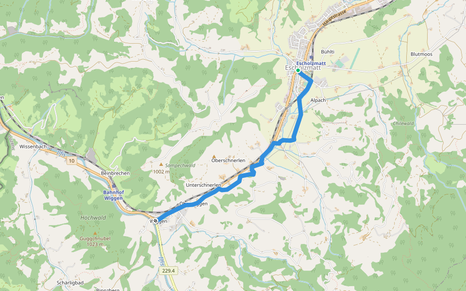 Escholzmatt - Wiggen walking route map in Escholzmatt-Marbach