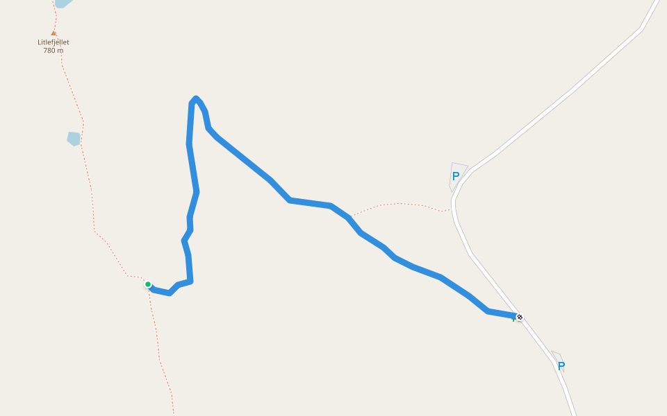 Littlefjellet walking route map in Marstein