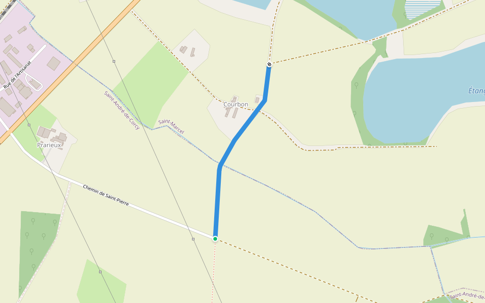 Liaison Saint-André - Saint-Marcel walking route map in Saint-André-de-Corcy