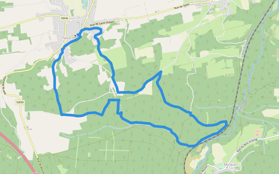 TL08 Promenade de la Croix Javalle walking route map in Tellin