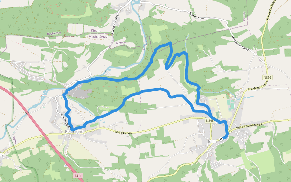TL15 Promenade des Hauts de Lesse walking route map in Tellin