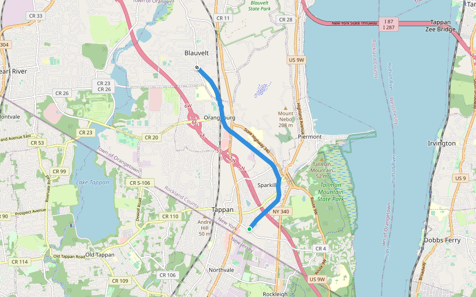 Joseph B. Clarke Rail-Trail walking route map in Tappan