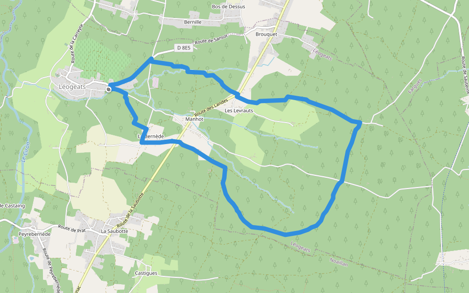 La Hounrède : boucle locale walking route map in Léogeats
