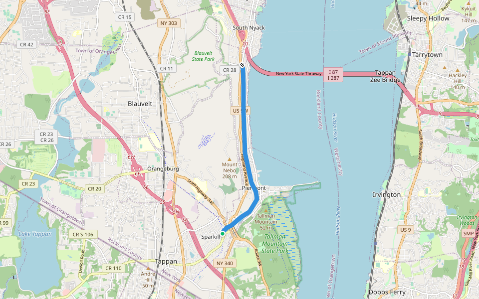 Old Erie Path Rail-Trail walking route map in Sparkill