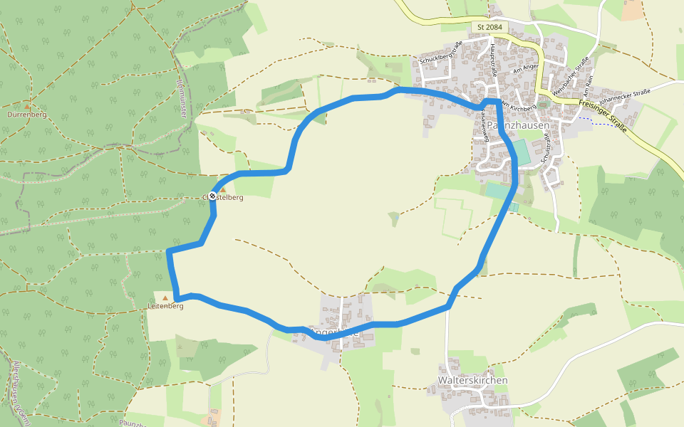Paunzhausener Wege (6 / orange-kurz) walking route map in Paunzhausen