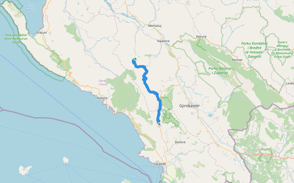 Golem Pass walking route map in Nivicë
