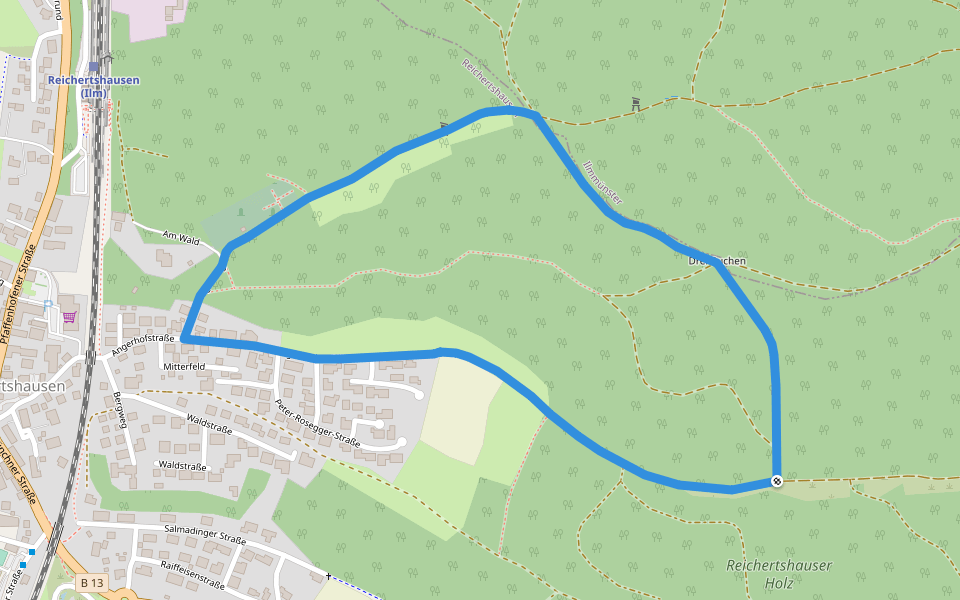 Reichertshausener Wege (4 / rot-kurz) walking route map in Reichertshausen