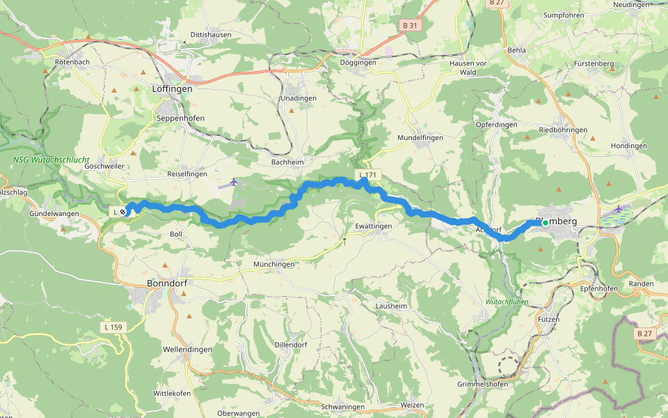 Schluchtensteig Etappe 2 [Blumberg - Schattenmühle] walking route map in Blumberg
