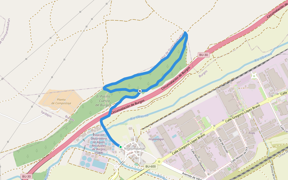 Paseos por el Cinturón Verde: El Patillo walking route map in Villalonquéjar