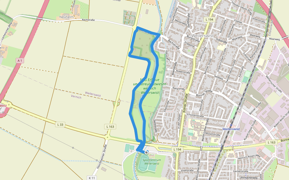 Erft-Tour walking route map in Weilerswist