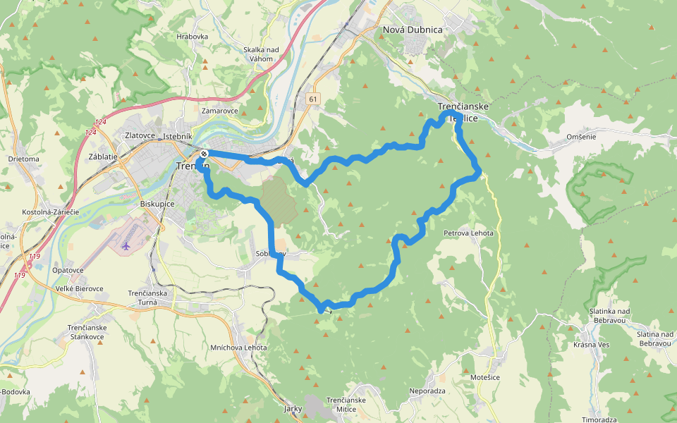 Vladov chodník (maratónska trasa) walking route map in Trenčín