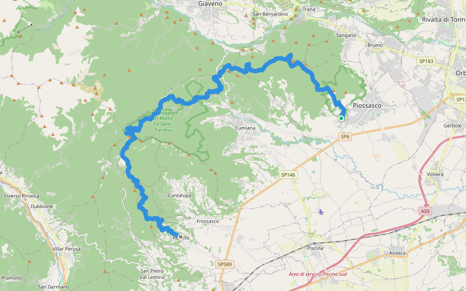 Sentiero David Bertrand walking route map in Piossasco
