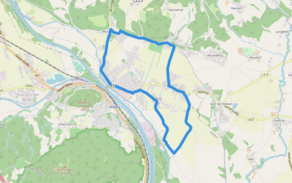 Hengist Kulturwanderweg Stocking-Runde walking route map in Wildon