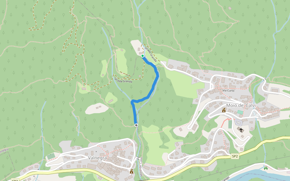 Località Curto - Valnegra walking route map in Moio De' Calvi