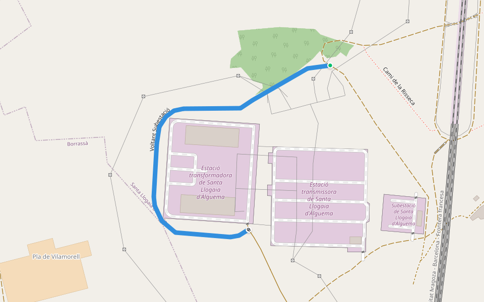 Voltant Subestació walking route map in Santa Llogaia d'Àlguema