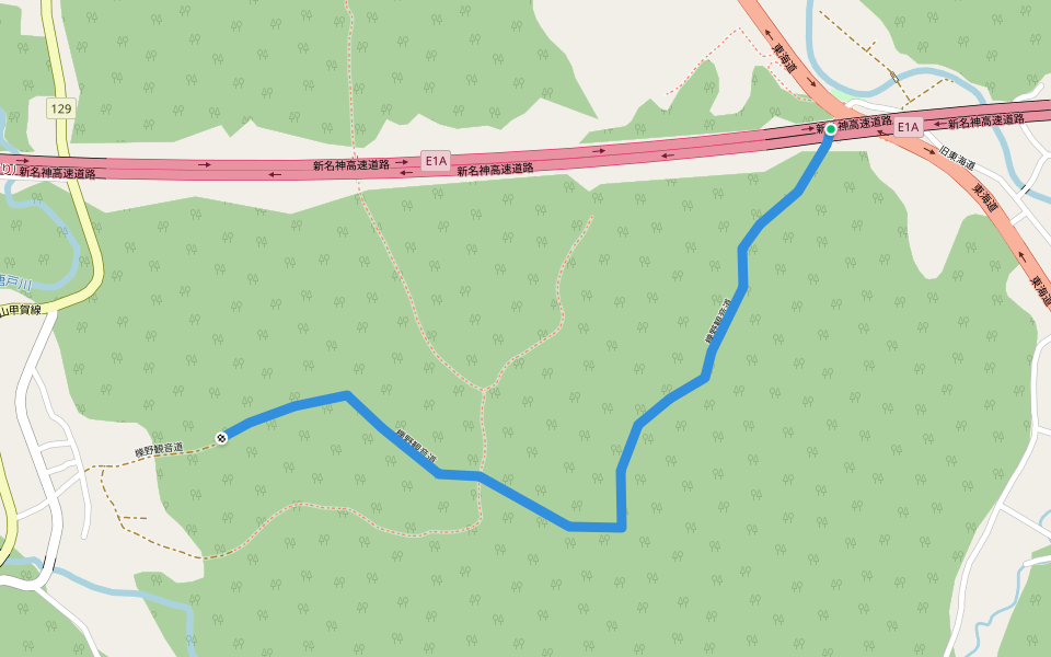 櫟野観音道 walking route map in Koka