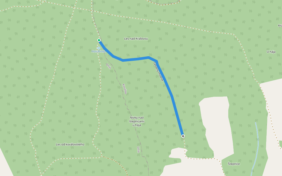 Červený chodník walking route map in Unín