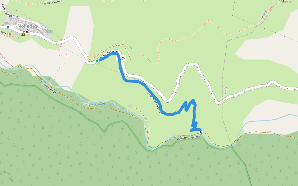 Sentier de Carbodell walking route map in Nohèdes