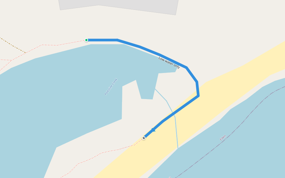 Low water only walking route map in Eden