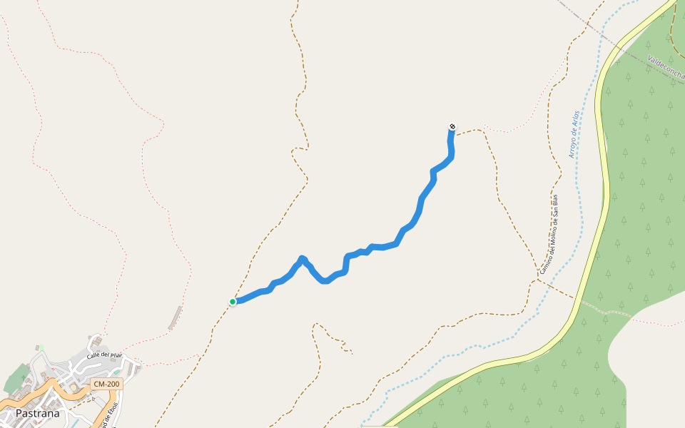 Senda de Valdemorales walking route map in Pastrana