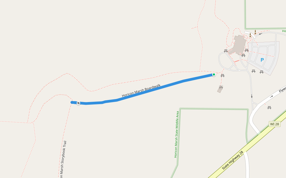 Horicon Marsh Boardwalk walking route map in Horicon