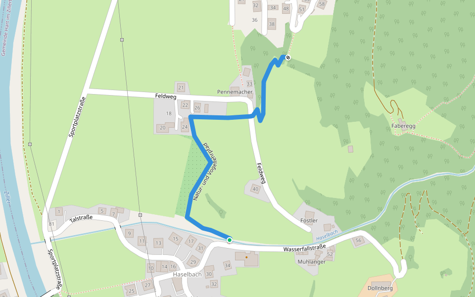 Natur- und Vogellehrpfad walking route map in Hart im Zillertal