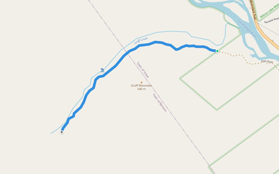 Groff Creek trail walking route map in Northville