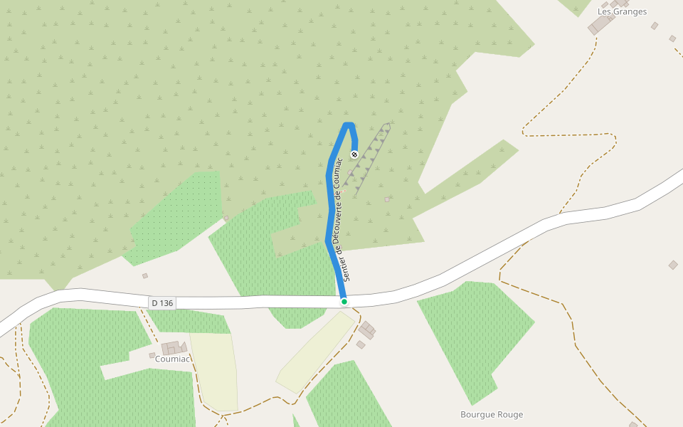 Sentier de découverte de Coumiac walking route map in Cessenon-sur-Orb