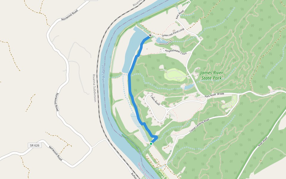 Cabell Creek Connector Trail walking route map in Wingina