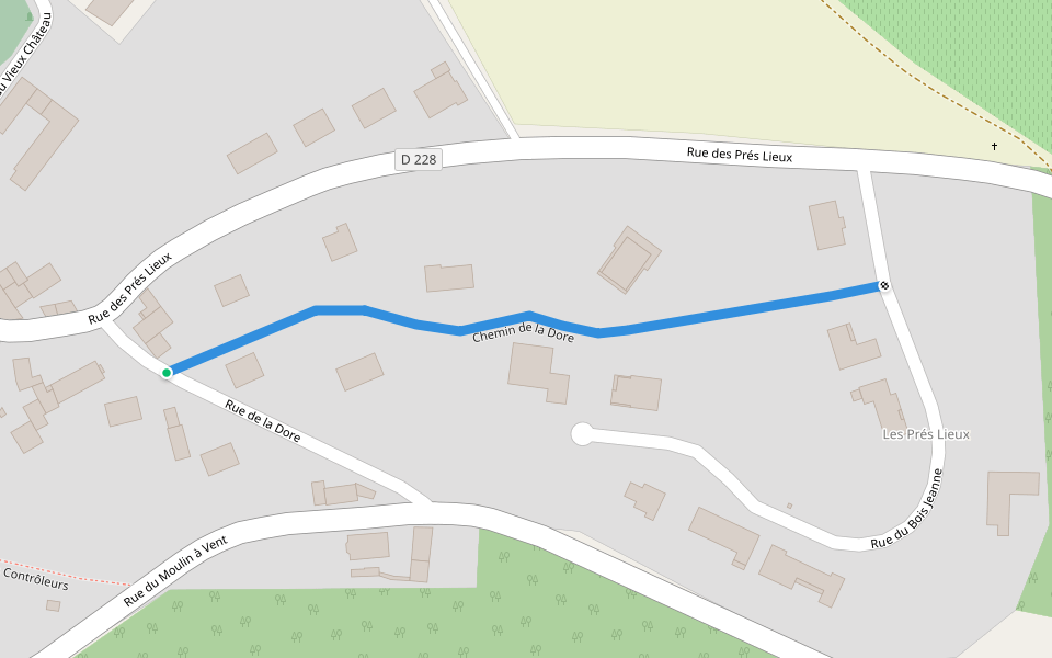 Chemin de la Dore walking route map in Rosnay