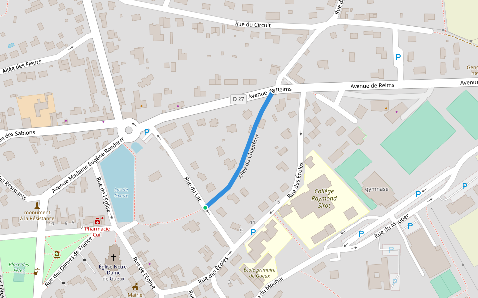 Allée du Chauffour walking route map in Gueux