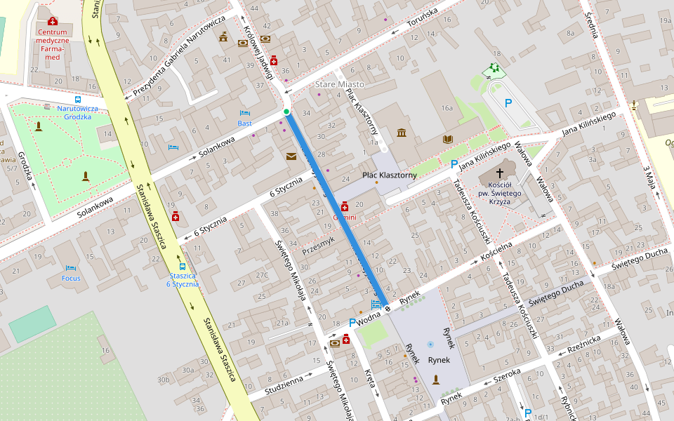 Królowej Jadwigi walking route map in Inowrocław