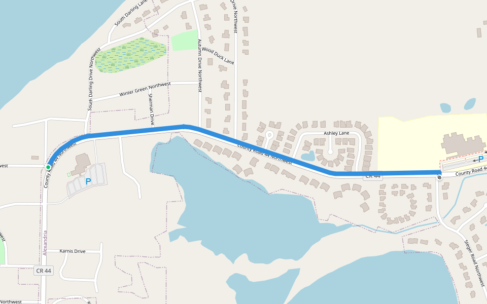 Voyager Drive Recreational Sidewalk walking route map in Alexandria