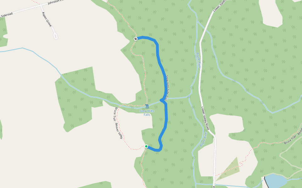 Stew Hilts Side Trail walking route map in Markdale